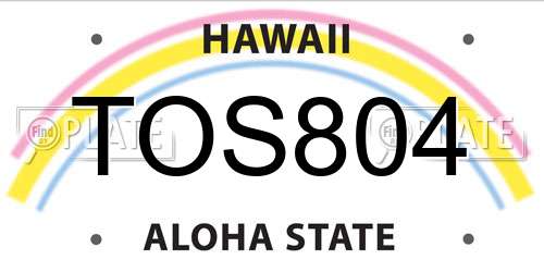 TOS804 Hawaii License Plate