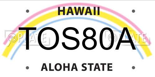 TOS80A Hawaii License Plate