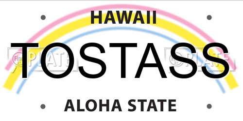 TOSTASS Hawaii License Plate