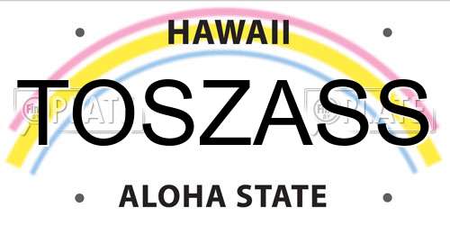 TOSZASS Hawaii License Plate