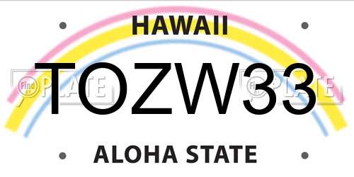 TOZW33 Hawaii License Plate
