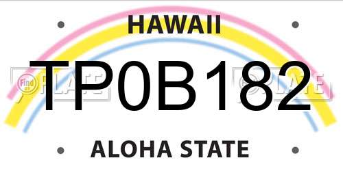 TP0B182 Hawaii License Plate