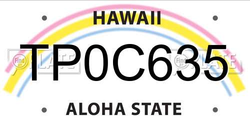 TP0C635 Hawaii License Plate