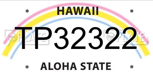 TP32322 Hawaii License Plate