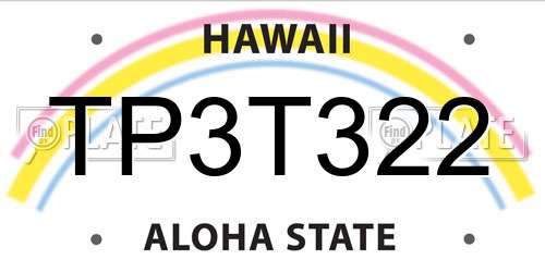 TP3T322 Hawaii License Plate