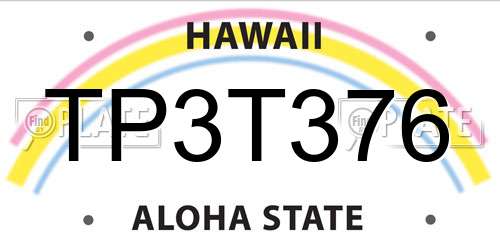 TP3T376 Hawaii License Plate