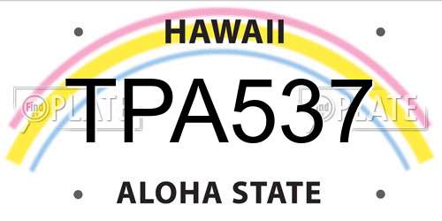 TPA537 Hawaii License Plate