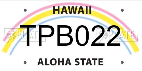 TPB022 Hawaii License Plate