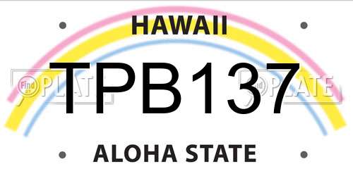 TPB137 Hawaii License Plate