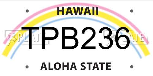 TPB236 Hawaii License Plate