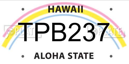 TPB237 Hawaii License Plate