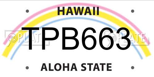 TPB663 Hawaii License Plate