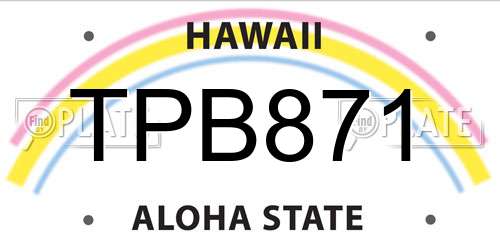 TPB871 Hawaii License Plate