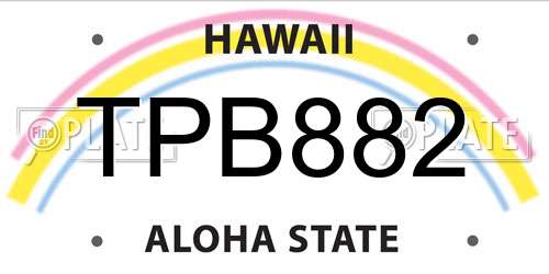 TPB882 Hawaii License Plate