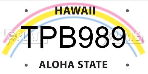 TPB989 Hawaii License Plate