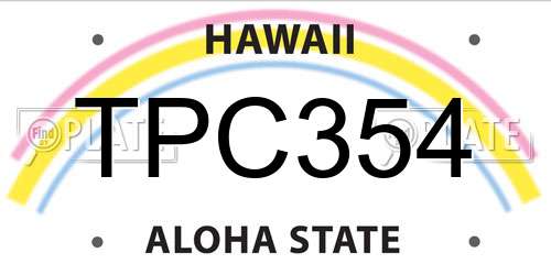 TPC354 Hawaii License Plate