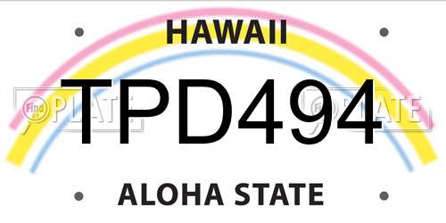 TPD494 Hawaii License Plate