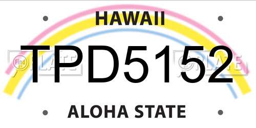 TPD5152 Hawaii License Plate