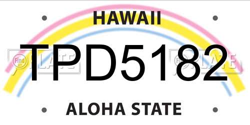 TPD5182 Hawaii License Plate