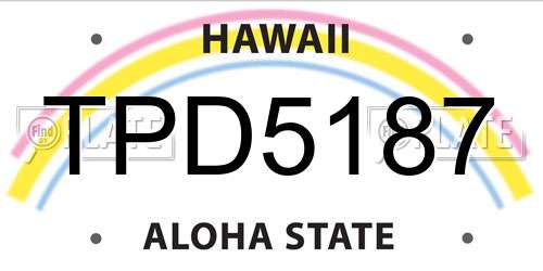 TPD5187 Hawaii License Plate