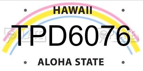 TPD6076 Hawaii License Plate