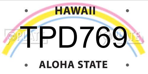 TPD769 Hawaii License Plate