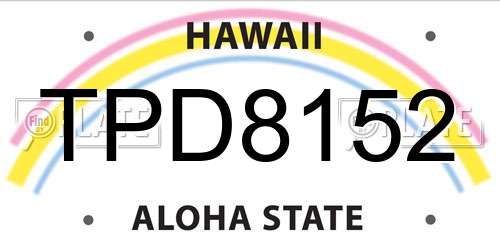TPD8152 Hawaii License Plate