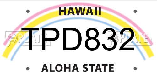 TPD832 Hawaii License Plate