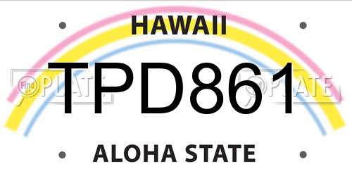 TPD861 Hawaii License Plate