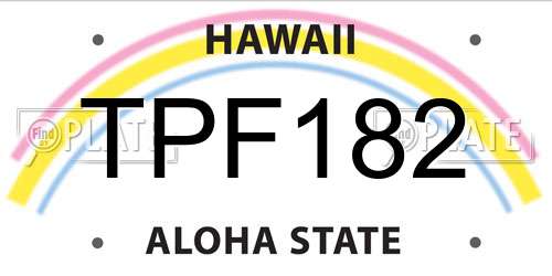 TPF182 Hawaii License Plate