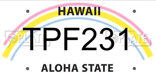 TPF231 Hawaii License Plate