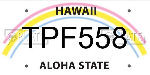 TPF558 Hawaii License Plate