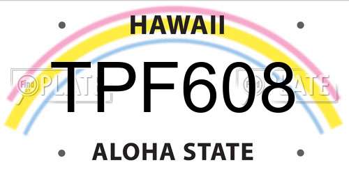 TPF608 Hawaii License Plate