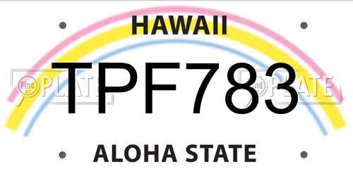 TPF783 Hawaii License Plate