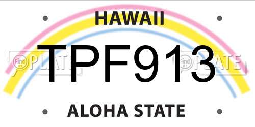TPF913 Hawaii License Plate