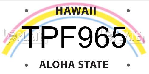 TPF965 Hawaii License Plate