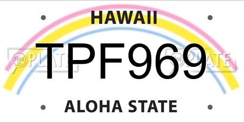 TPF969 Hawaii License Plate
