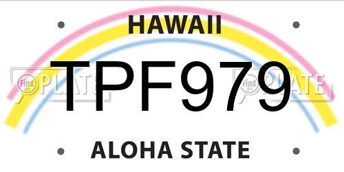 TPF979 Hawaii License Plate