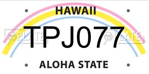 TPJ077 Hawaii License Plate