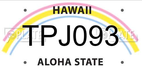 TPJ093 Hawaii License Plate