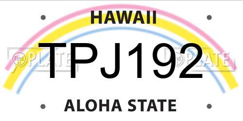 TPJ192 Hawaii License Plate