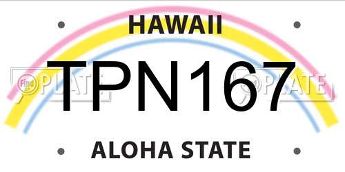 TPN167 Hawaii License Plate