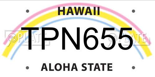 TPN655 Hawaii License Plate
