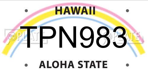 TPN983 Hawaii License Plate