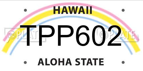 TPP602 Hawaii License Plate