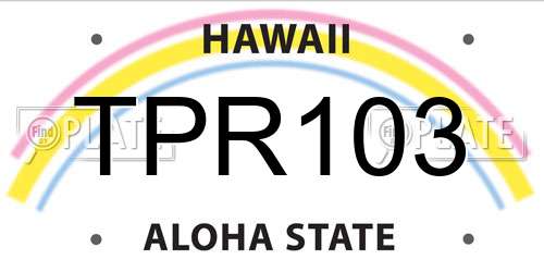 TPR103 Hawaii License Plate