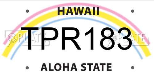 TPR183 Hawaii License Plate