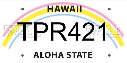 TPR421 Hawaii License Plate
