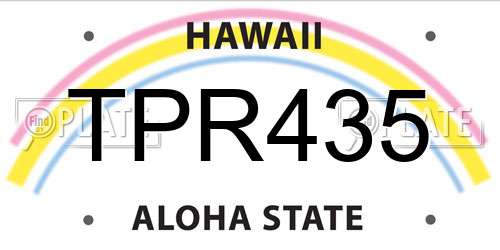 TPR435 Hawaii License Plate
