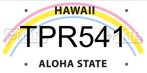 TPR541 Hawaii License Plate